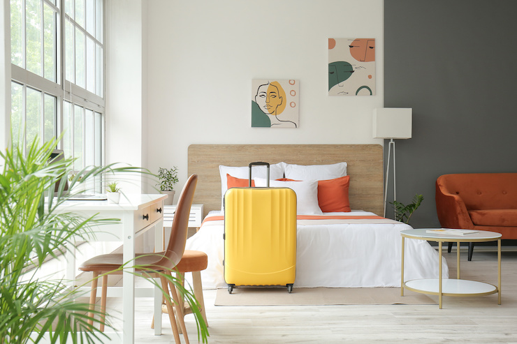 Luggage in hotel room