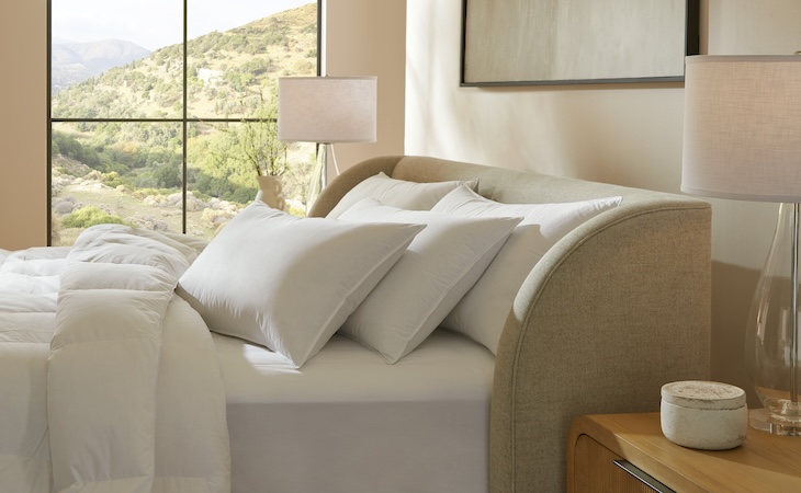 Cozy bedroom with soft Saatva pillows